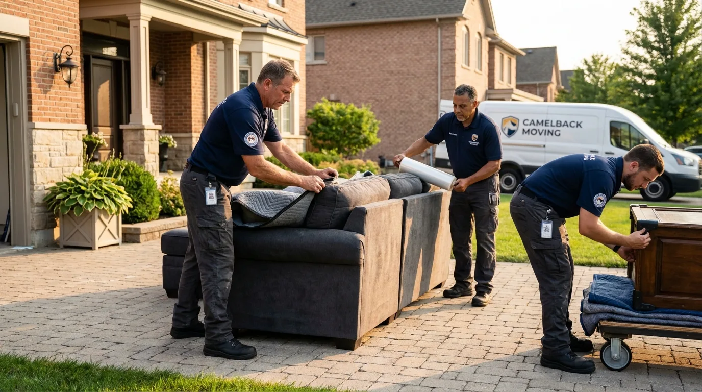 Large estate moving crew wrapping furniture in Alice, TX